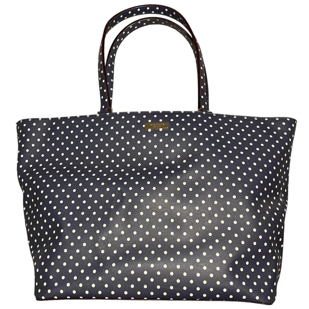 Kate Spade New York Navy Cream Polka Dot Grant Street Jules Large Tote Bag‎